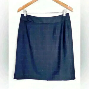 Banana Republic Women’s Plaid Navy Blue Midi Preppy Prep Tailored Lined Skirt 8